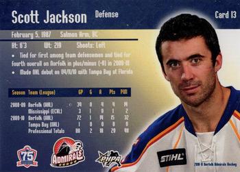 2010-11 Norfolk Admirals (AHL) #13 Scott Jackson Back