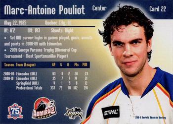2010-11 Norfolk Admirals (AHL) #22 Marc-Antoine Pouliot Back