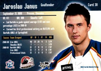 2010-11 Norfolk Admirals (AHL) #30 Jaroslav Janus Back