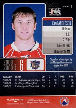 2008-09 Extreme Hamilton Bulldogs (AHL) #5 Chad Anderson Back
