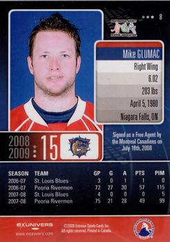 2008-09 Extreme Hamilton Bulldogs (AHL) #8 Mike Glumac Back