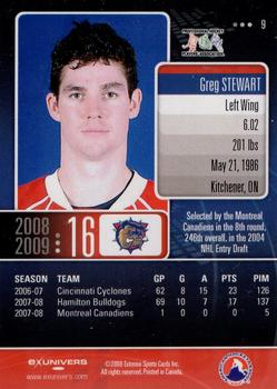 2008-09 Extreme Hamilton Bulldogs (AHL) #9 Greg Stewart Back