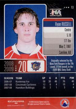 2008-09 Extreme Hamilton Bulldogs (AHL) #13 Ryan Russell Back