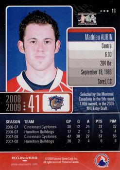 2008-09 Extreme Hamilton Bulldogs (AHL) #18 Mathieu Aubin Back