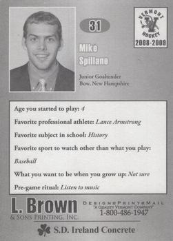 2008-09 L. Brown & Sons Vermont Catamounts (NCAA) #22 Mike Spillane Back