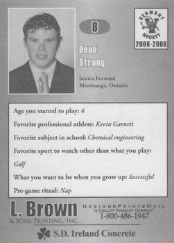 2008-09 L. Brown & Sons Vermont Catamounts (NCAA) #25 Dean Strong Back