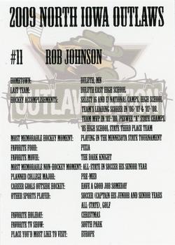 2008-09 North Iowa Outlaws (NAHL) #NNO Rob Johnson Back