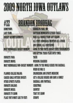 2008-09 North Iowa Outlaws (NAHL) #NNO Brandon Brodhag Back