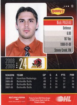 2008-09 Extreme Belleville Bulls (OHL) #18 Nick Pageau Back