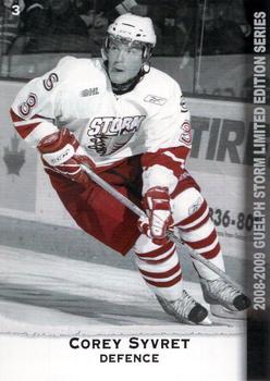 2008-09 M&T Printing Guelph Storm (OHL) #NNO Corey Syvret Front
