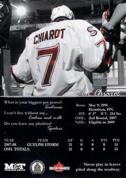 2008-09 M&T Printing Guelph Storm (OHL) #NNO Ben Chiarot Back