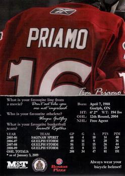 2008-09 M&T Printing Guelph Storm (OHL) #NNO Tim Priamo Back