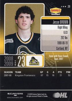 2008-09 Extreme Kingston Frontenacs (OHL) #20 Jesse Brown Back