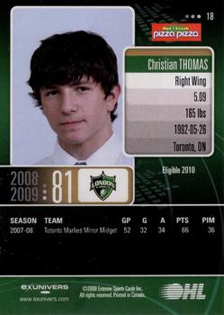 2008-09 Extreme London Knights (OHL) #18 Christian Thomas Back