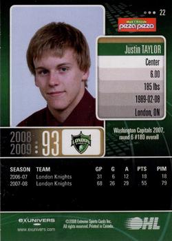 2008-09 Extreme London Knights (OHL) #22 Justin Taylor Back