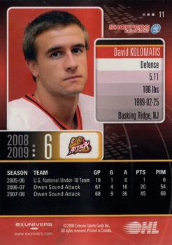 2008-09 Extreme Owen Sound Attack (OHL) #11 David Kolomatis Back