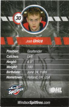 2008-09 Windsor Spitfires (OHL) #15 Josh Unice Back