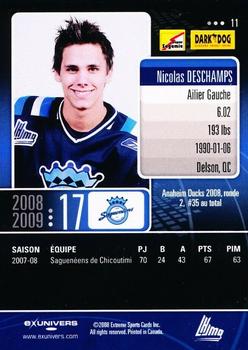 2008-09 Extreme Chicoutimi Sagueneens (QMJHL) #11 Nicolas Deschamps Back