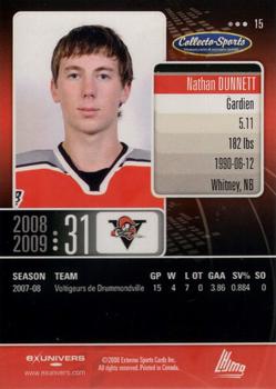 2008-09 Extreme Drummondville Voltigeurs (QMJHL) #15 Nathan Dunnett Back