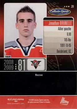 2008-09 Extreme Drummondville Voltigeurs (QMJHL) #20 Jonathan Brunelle Back