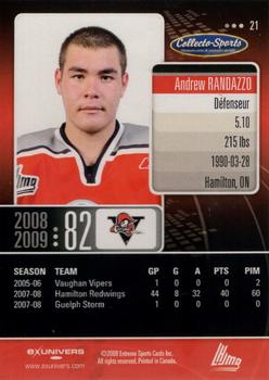 2008-09 Extreme Drummondville Voltigeurs (QMJHL) #21 Andrew Randazzo Back