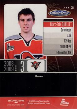 2008-09 Extreme Drummondville Voltigeurs (QMJHL) #25 Marc-Erik Ouellet Back