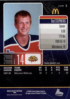 2008-09 Extreme Moncton Wildcats (QMJHL) #9 Ted Stephens Back