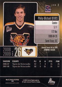 2008-09 Extreme Victoriaville Tigres (QMJHL) #2 Philip-Michael Devos Back