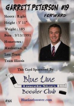 2008-09 Blueline Booster Club Lincoln Stars (USHL) #44 Garrett Peterson Back