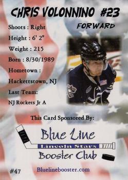 2008-09 Blueline Booster Club Lincoln Stars (USHL) #47 Chris Volonnino Back