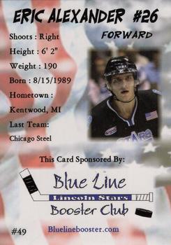 2008-09 Blueline Booster Club Lincoln Stars (USHL) #49 Eric Alexander Back
