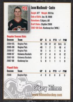 2008-09 Calgary Hitmen (WHL) #NNO Jason MacDonald Back