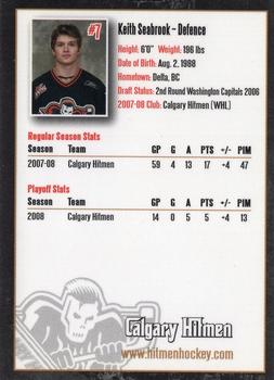 2008-09 Calgary Hitmen (WHL) #NNO Keith Seabrook Back