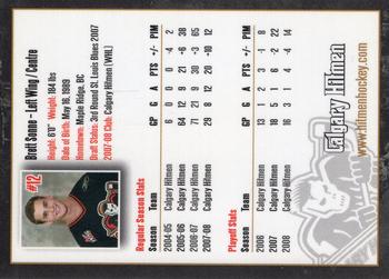 2008-09 Calgary Hitmen (WHL) #NNO Brett Sonne Back