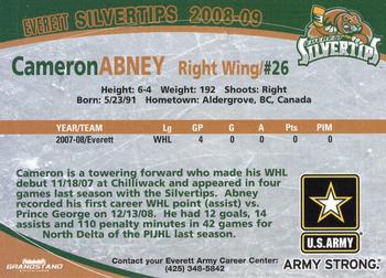 2008-09 Grandstand Everett Silvertips (WHL) #NNO Cameron Abney Back