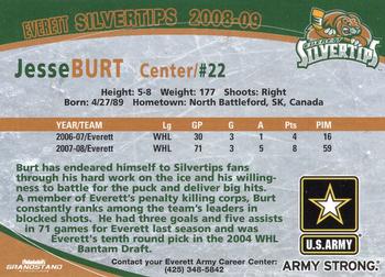 2008-09 Grandstand Everett Silvertips (WHL) #NNO Jesse Burt Back