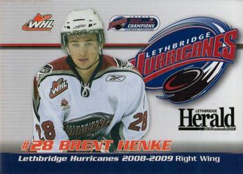 2008-09 Lethbridge Herald Lethbridge Hurricanes (WHL) #NNO Brent Henke Front