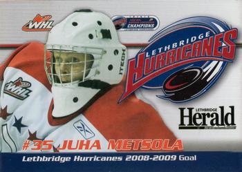 2008-09 Lethbridge Herald Lethbridge Hurricanes (WHL) #NNO Juha Metsola Front