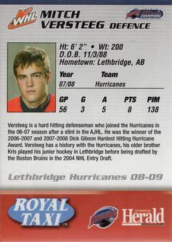 2008-09 Lethbridge Herald Lethbridge Hurricanes (WHL) #NNO Mitch Versteeg Back