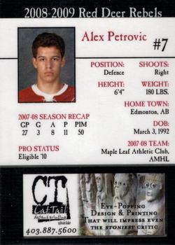 2008-09 Cat Tail Design and Printing Red Deer Rebels (WHL) #5 Alex Petrovic Back
