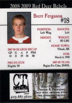 2008-09 Cat Tail Design and Printing Red Deer Rebels (WHL) #11 Brett Ferguson Back
