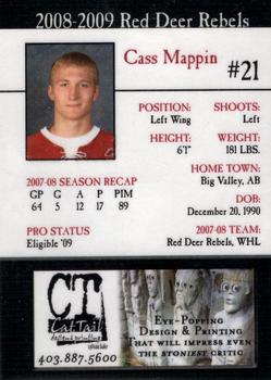2008-09 Cat Tail Design and Printing Red Deer Rebels (WHL) #14 Cassidy Mappin Back