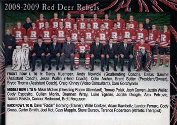 2008-09 Cat Tail Design and Printing Red Deer Rebels (WHL) #24 Red Deer Rebels Front