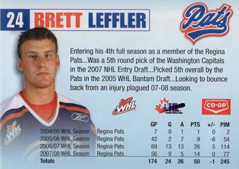 2008-09 Co-op Regina Pats (WHL) #NNO Brett Leffler Back