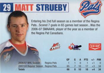 2008-09 Co-op Regina Pats (WHL) #NNO Matt Strueby Back