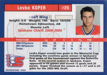 2008-09 Grandstand Spokane Chiefs (WHL) #NNO Levko Koper Back