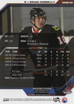 2010-11 Choice Rockford IceHogs (AHL) #05 Brian Connelly Back