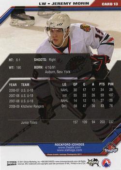 2010-11 Choice Rockford IceHogs (AHL) #13 Jeremy Morin Back