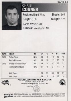 2010-11 Choice Wilkes-Barre/Scranton Penguins (AHL) #4 Chris Conner Back
