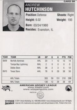 2010-11 Choice Wilkes-Barre/Scranton Penguins (AHL) #8 Andrew Hutchinson Back